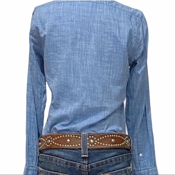 Brown Leather Wide Distressed Studded Boho Belt main image 4